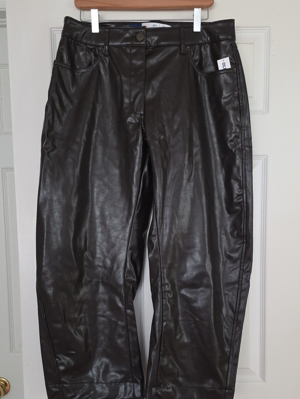 Old Navy Barrel Leg Faux Leather Pants - Dark Brown